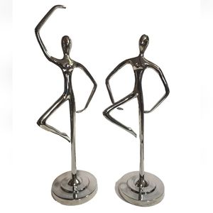 Chrome Plated Metal Ballet Dancer Figure Sculptures Modern Art Deco 3rd & 4th